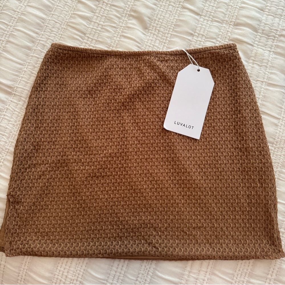 Luvalot Brown Textured Mini Skirt!